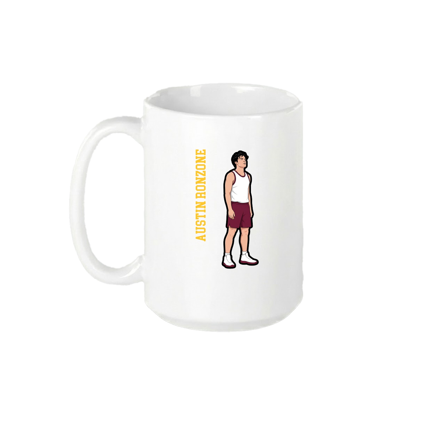 15oz Coffee Mug — Name Vertical in White