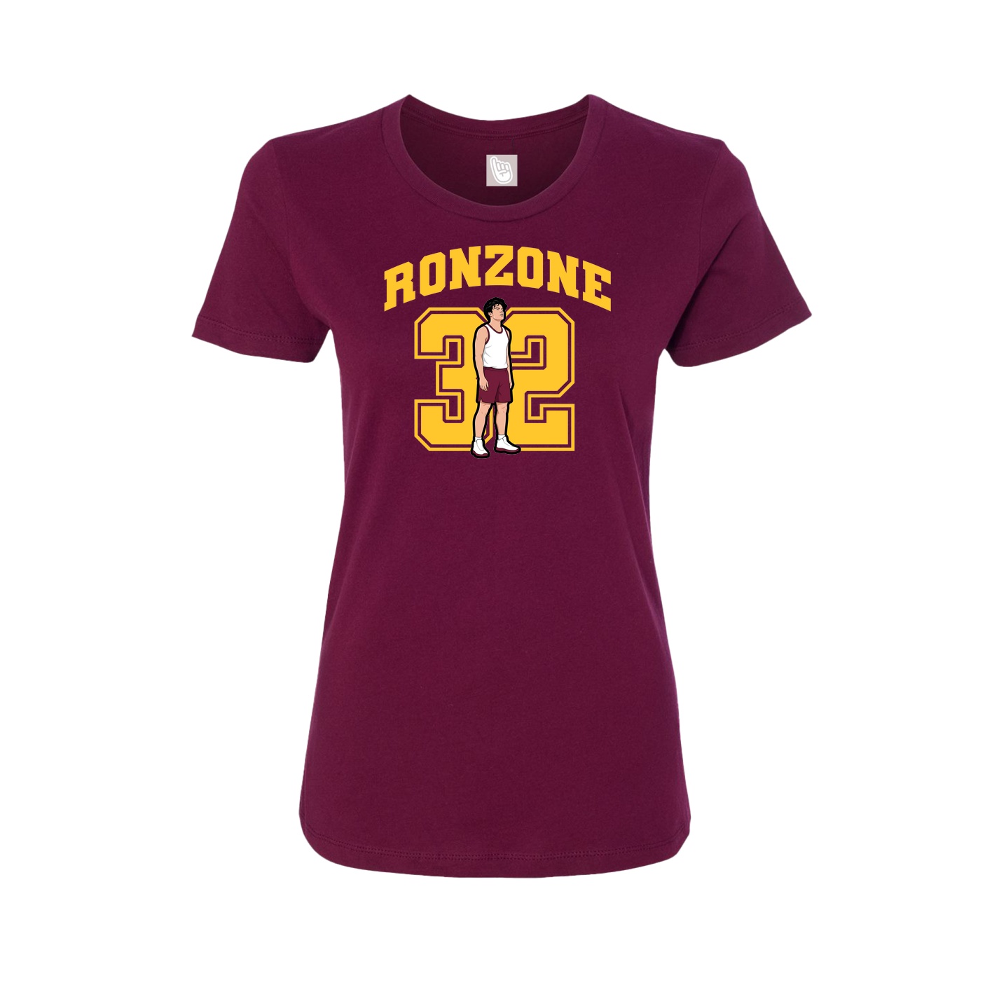 Fitted Women's Tee — Number in Maroon