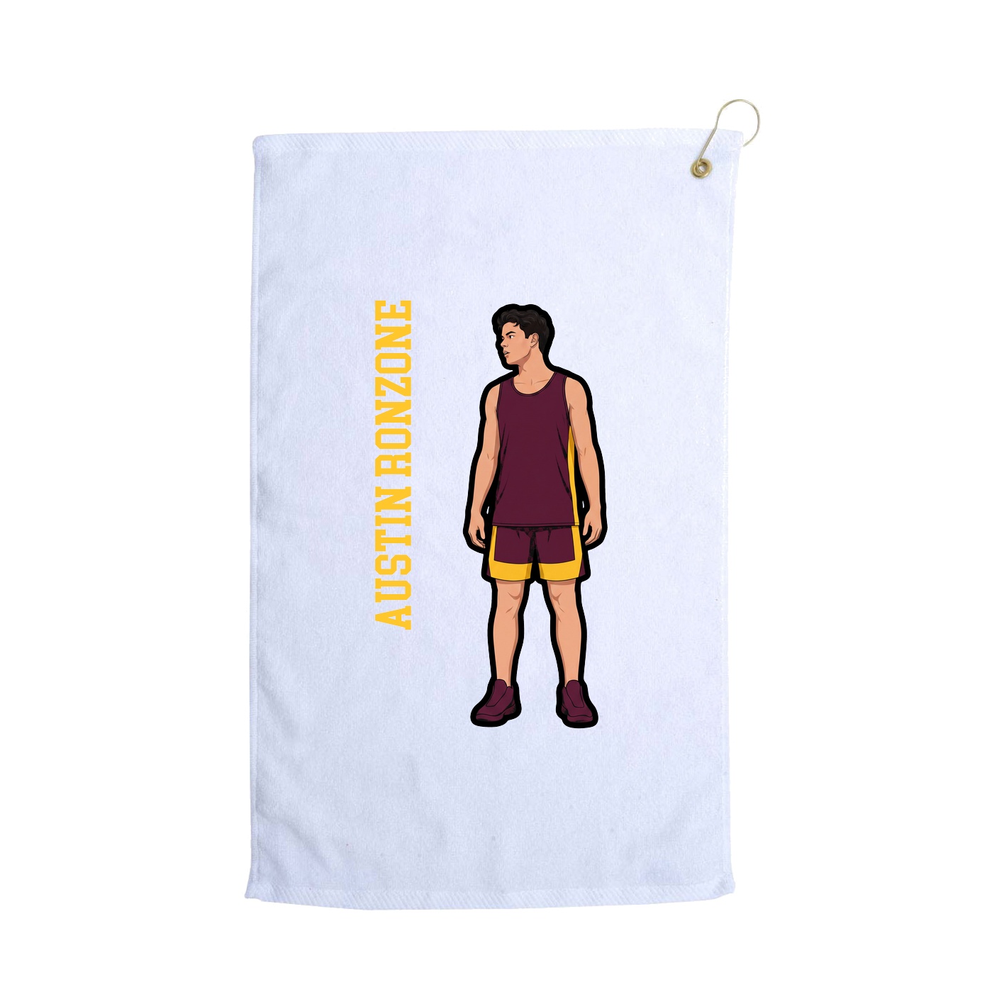 Golf Towel — Name Vertical in White