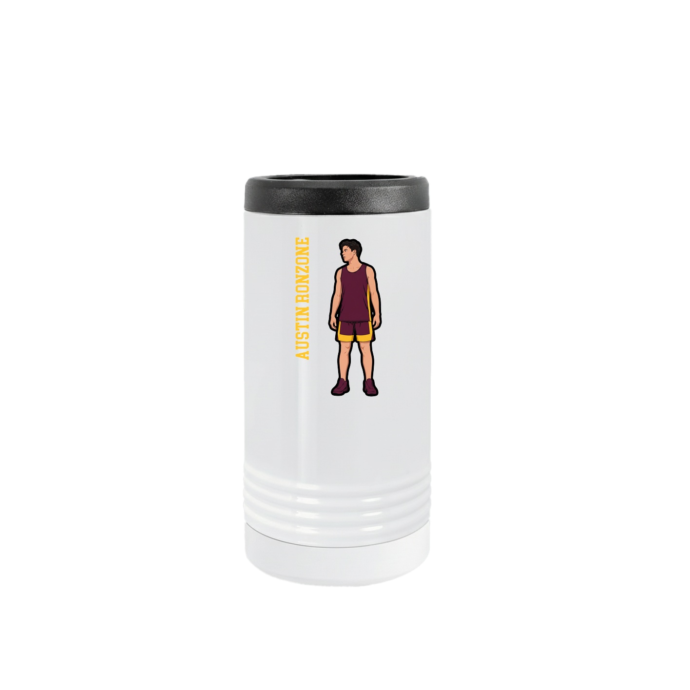 Slim Beverage Holder — Name Vertical in White
