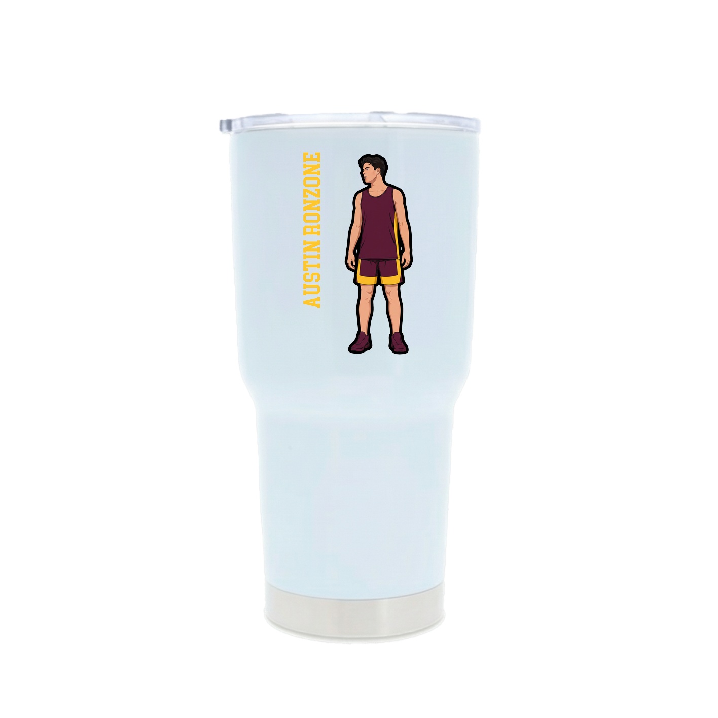 30oz Stainless Steel Tumbler — Name Vertical in White