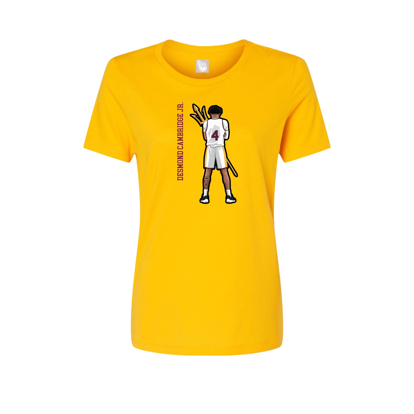Fitted Women's Tee — Name Vertical in Gold