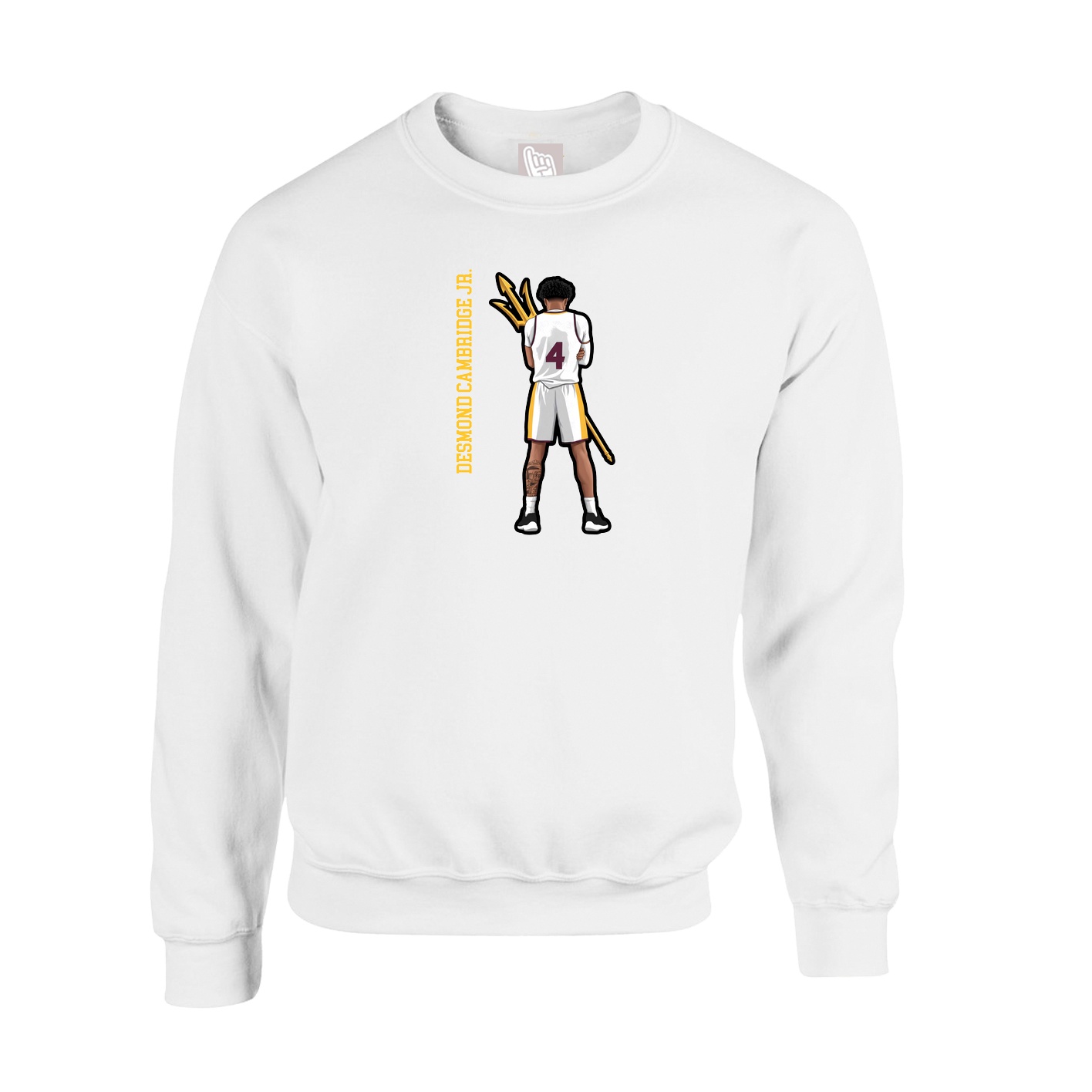 Fleece Crew — Name Vertical in White