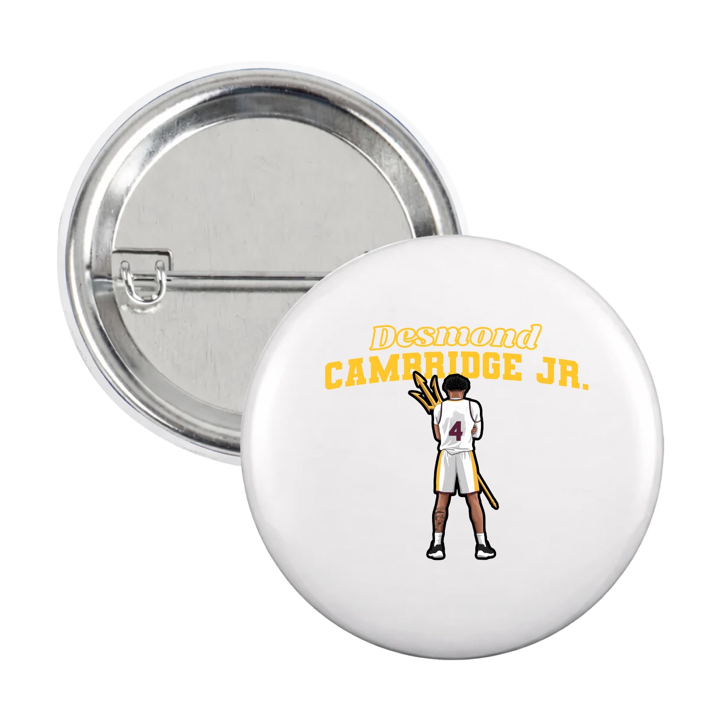 Game Day Button — Name Arch in White