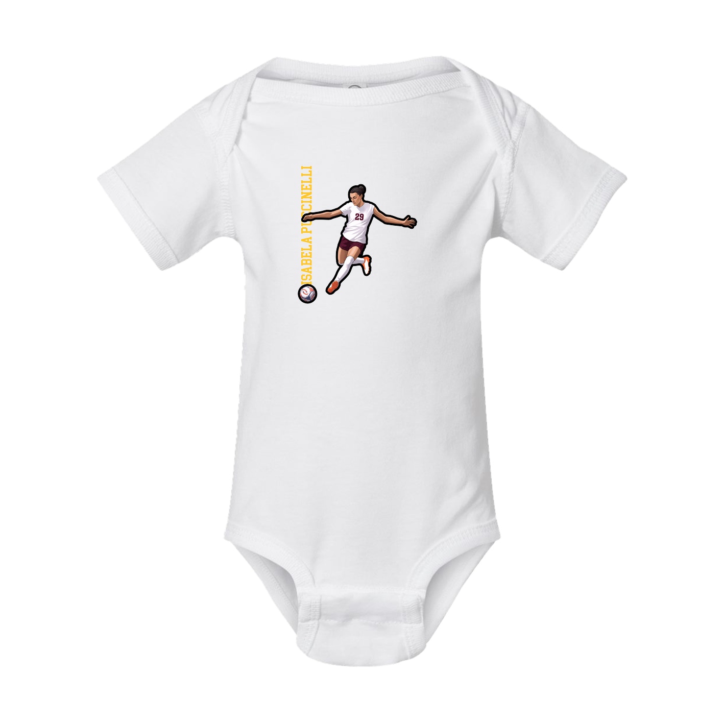 Baby Onesie — Name Vertical in White