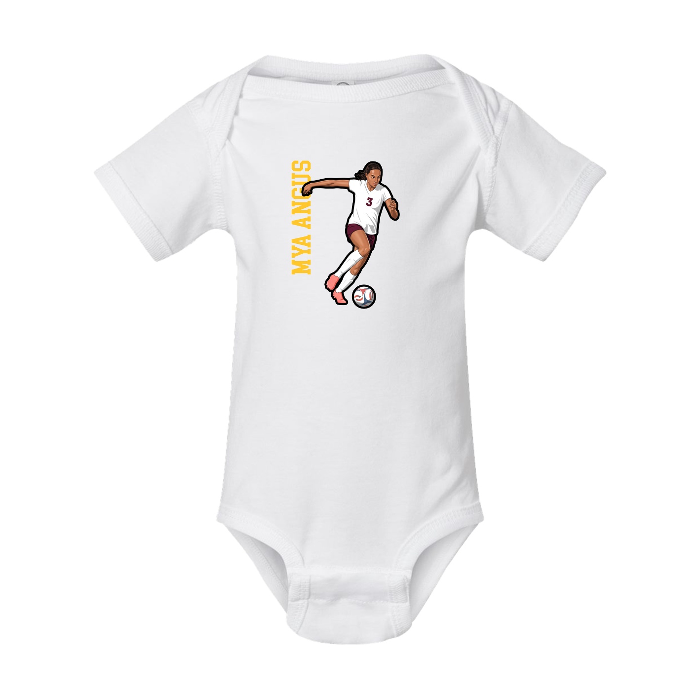 Baby Onesie — Name Vertical in White