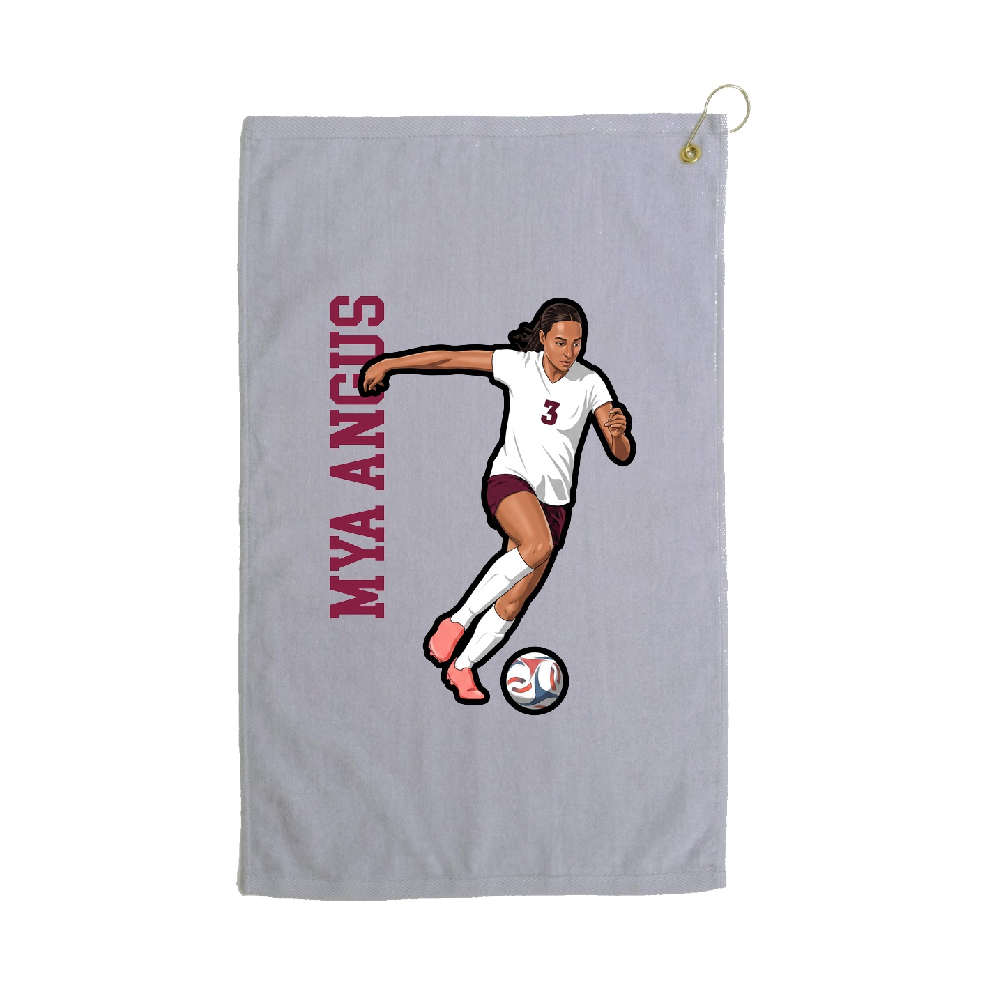 Golf Towel — Name Vertical in Grey