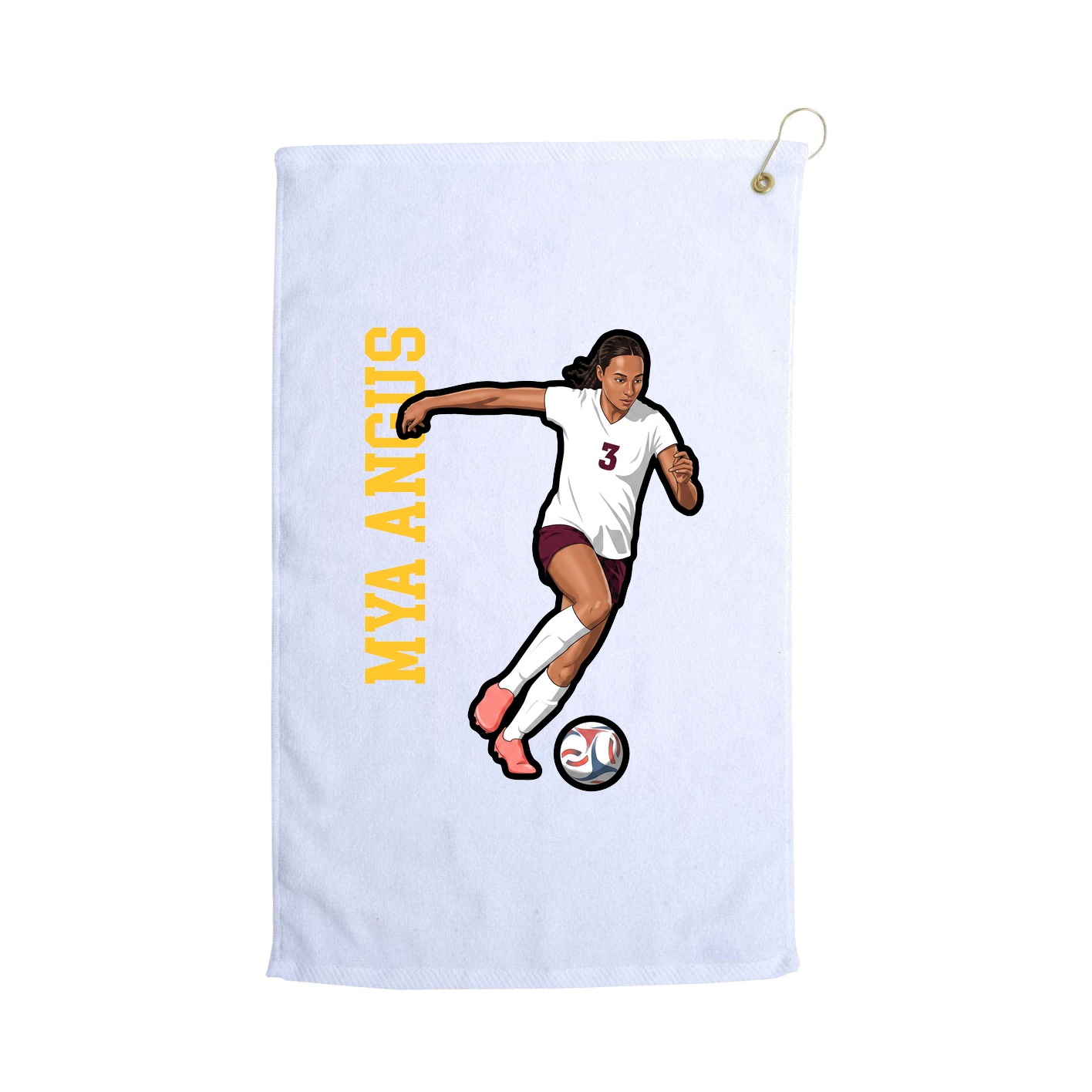 Golf Towel — Name Vertical in White