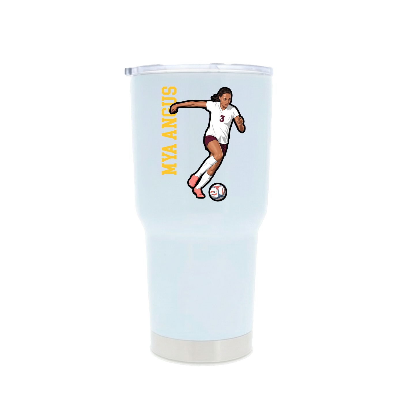 30oz Stainless Steel Tumbler — Name Vertical in White