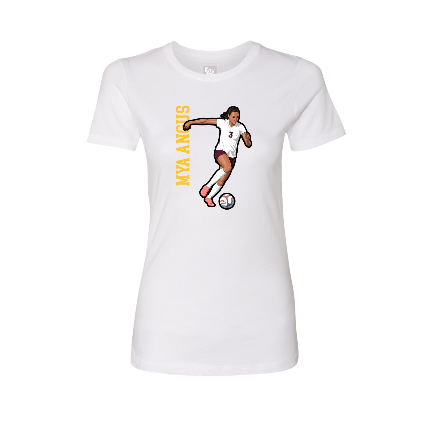 Fitted Women's Tee — Name Vertical in White