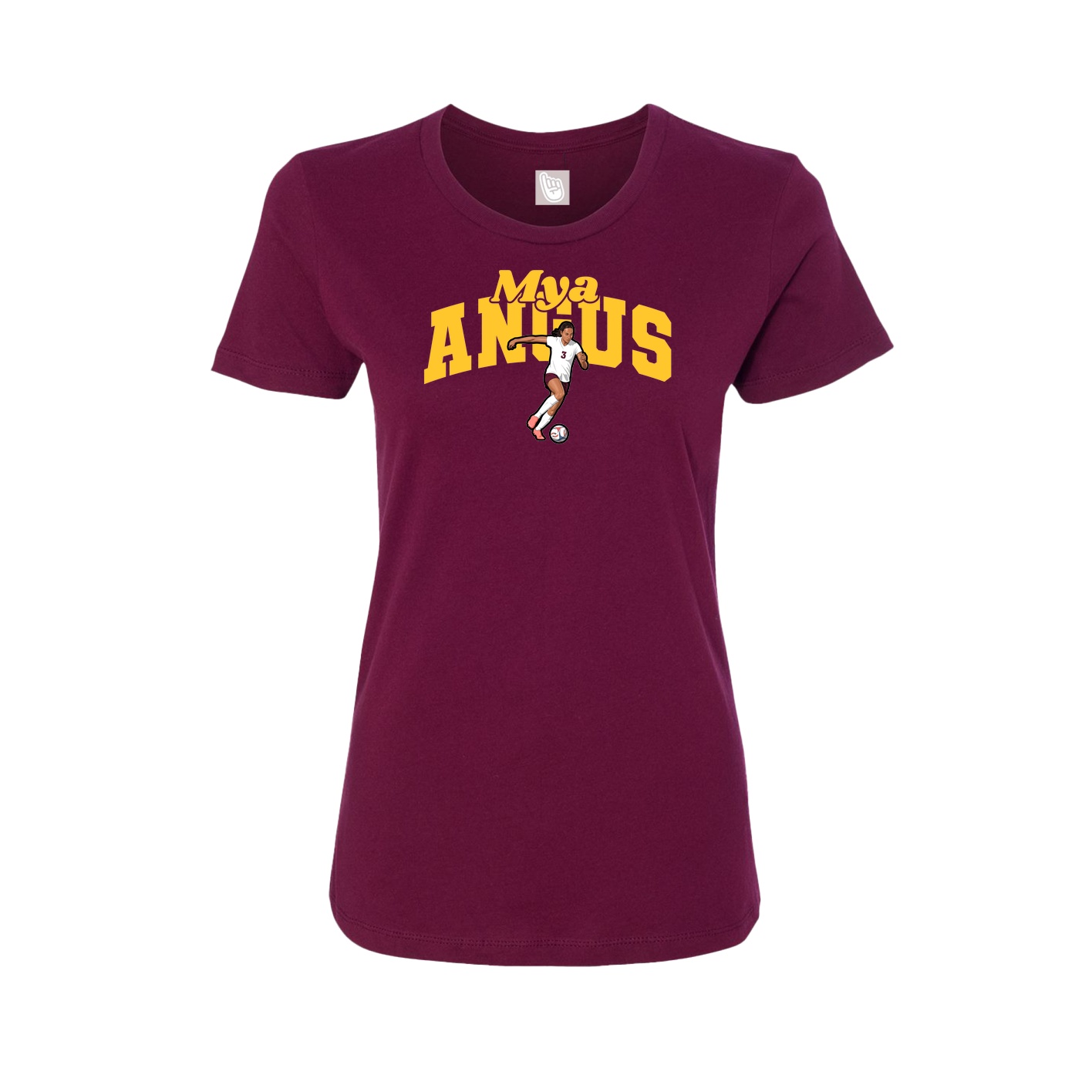 Fitted Women's Tee — Signature Arch in Maroon
