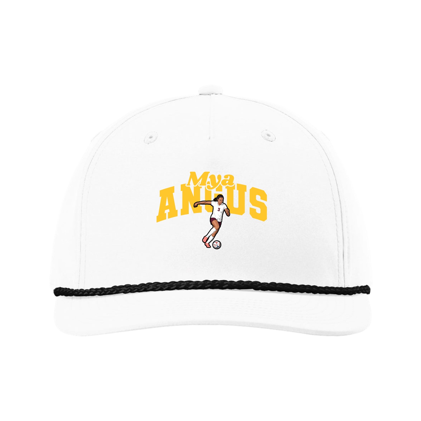 Five-Panel Classic Rope Cap — Signature Arch in White