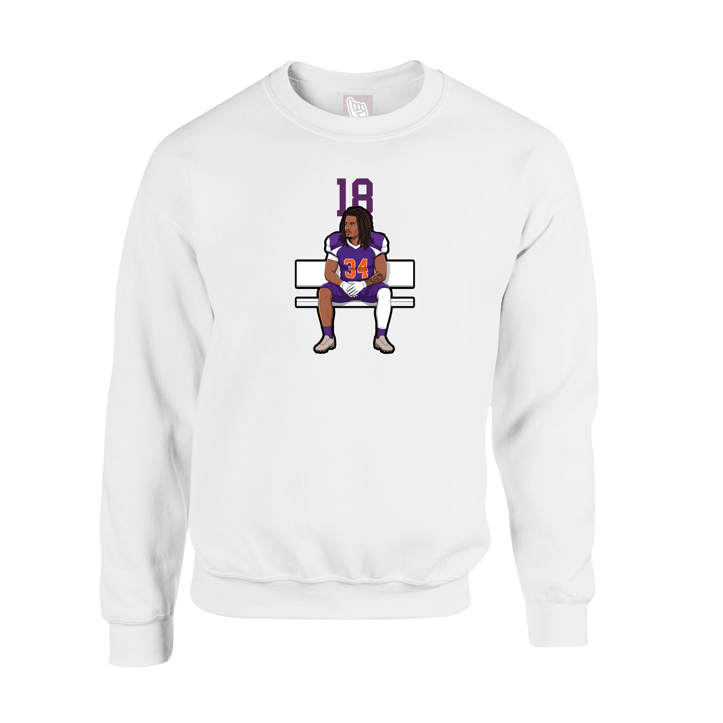 Fleece Crew — Number Top in White