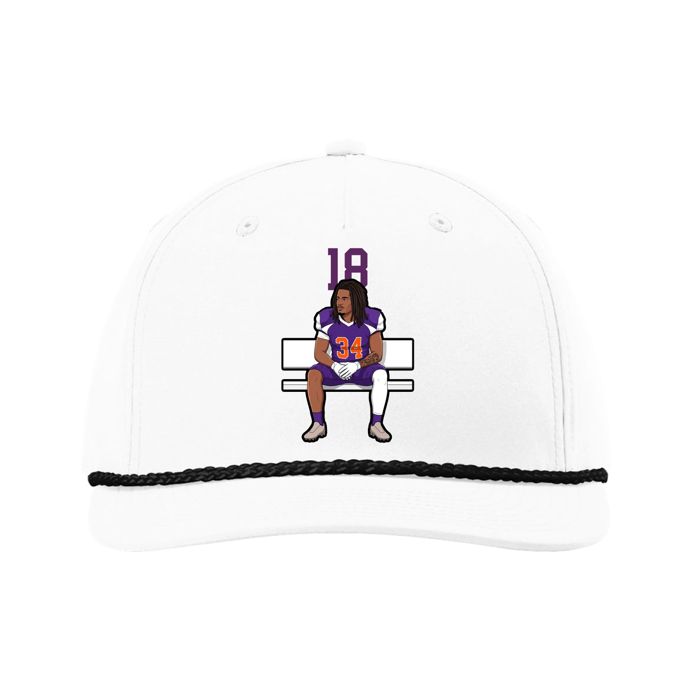 Five-Panel Classic Rope Cap — Number Top in White