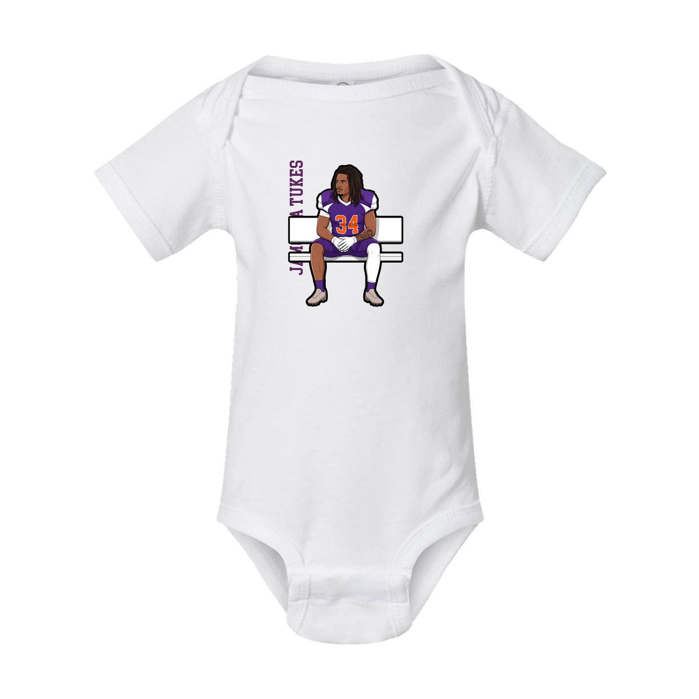 Baby Onesie — Name Vertical in White