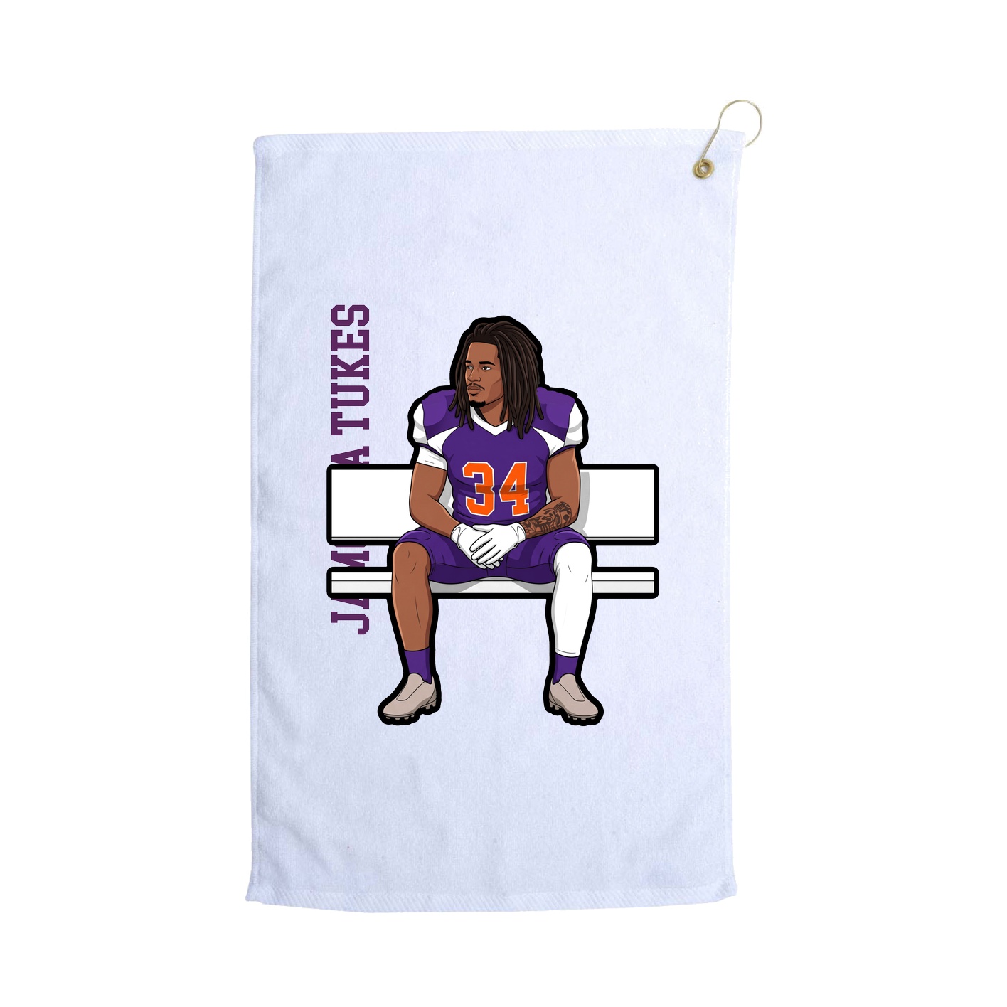 Golf Towel — Name Vertical in White