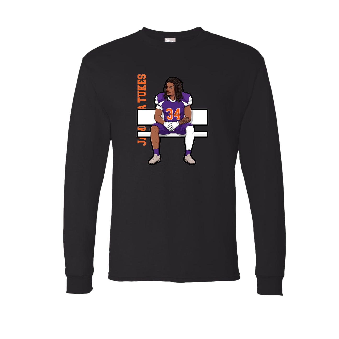 Long Sleeve Tee — Name Vertical in Black