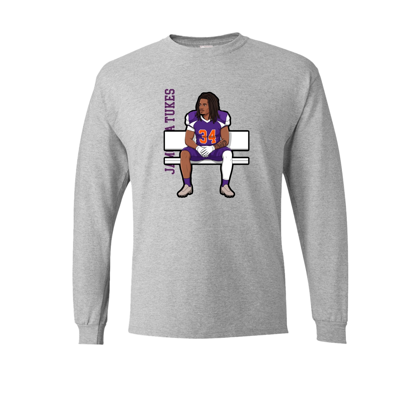 Long Sleeve Tee — Name Vertical in Grey
