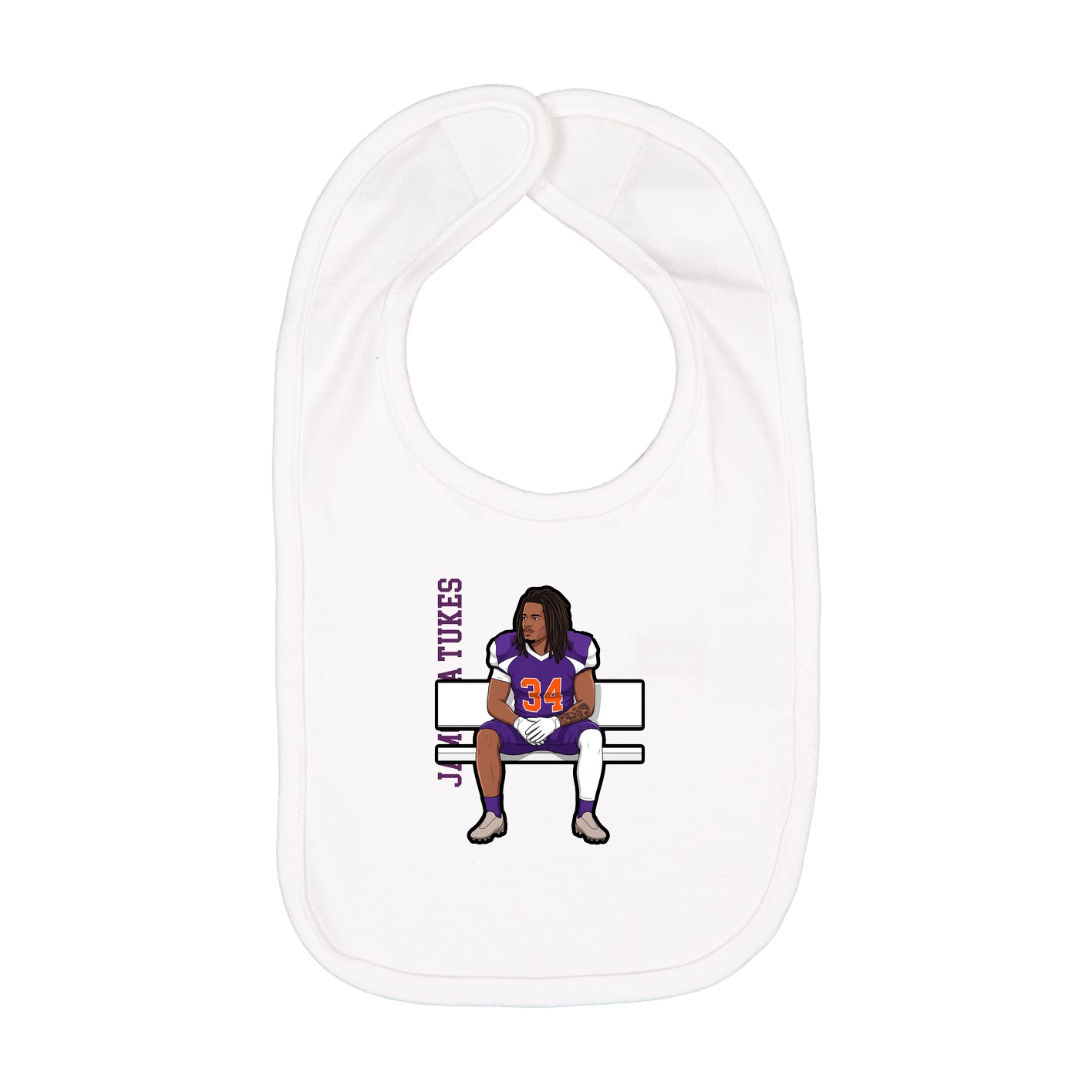 Infant Bib — Name Vertical in White