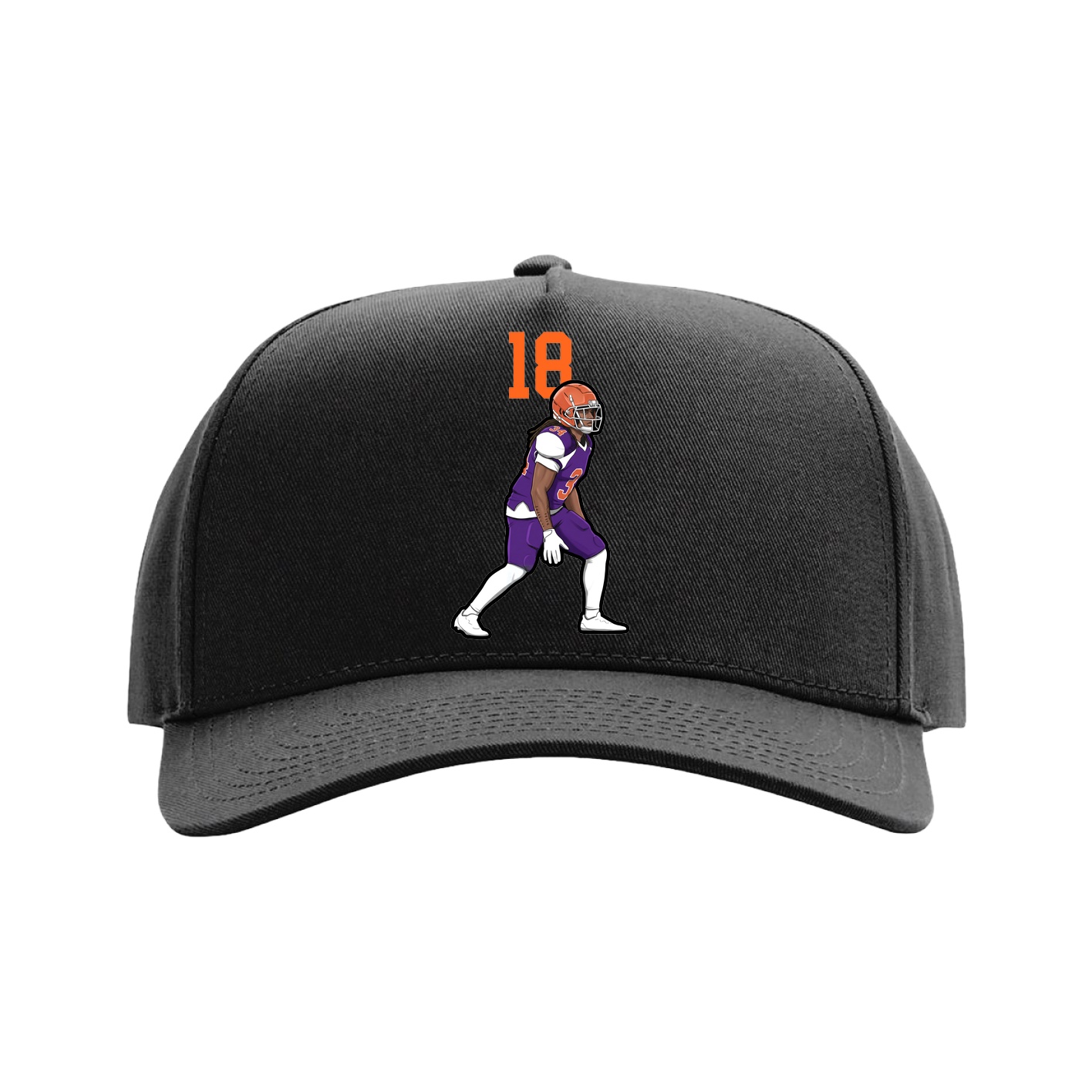 Full Fabric Five-Panel Champ Cap — Number Top in Black