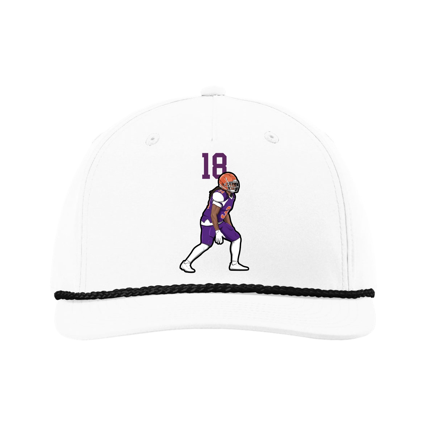 Five-Panel Classic Rope Cap — Number Top in White