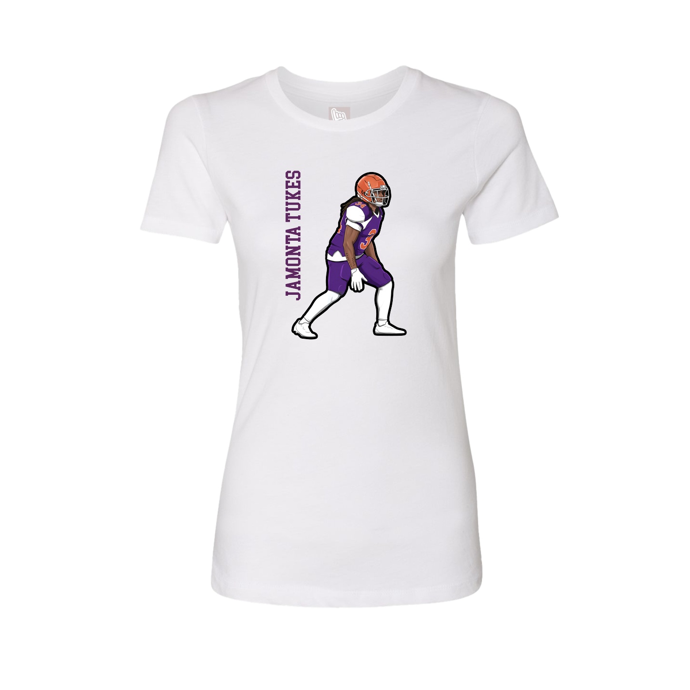 Womens Tee — Name Vertical in White