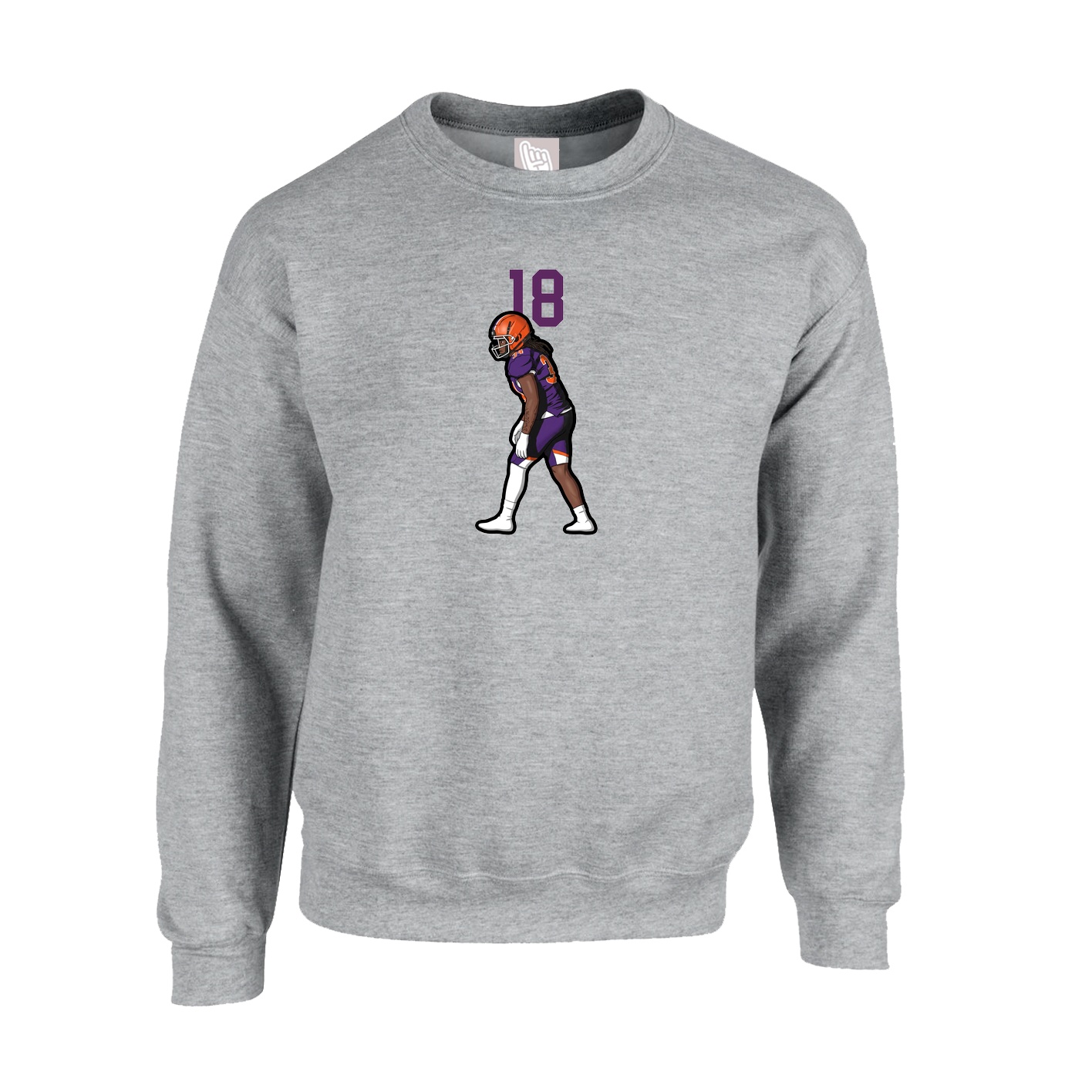 Fleece Crew — Number Top in Grey