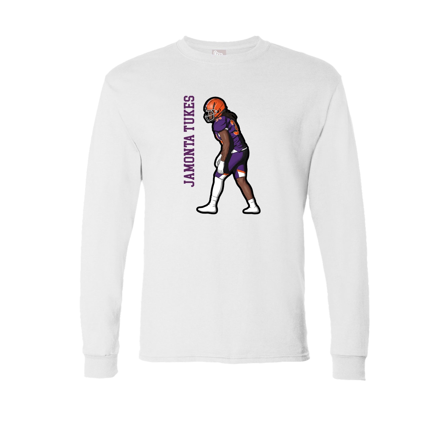 Long Sleeve Tee — Name Vertical in White