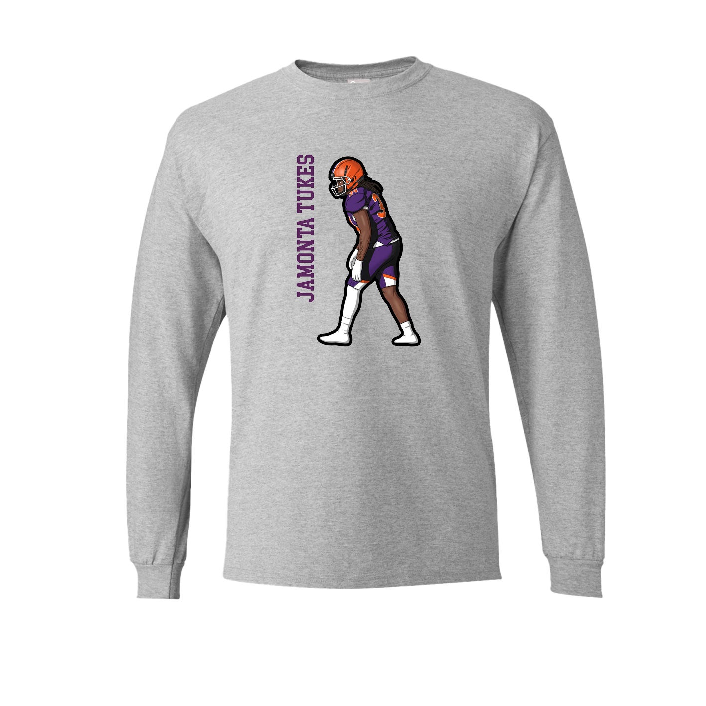 Long Sleeve Tee — Name Vertical in Grey