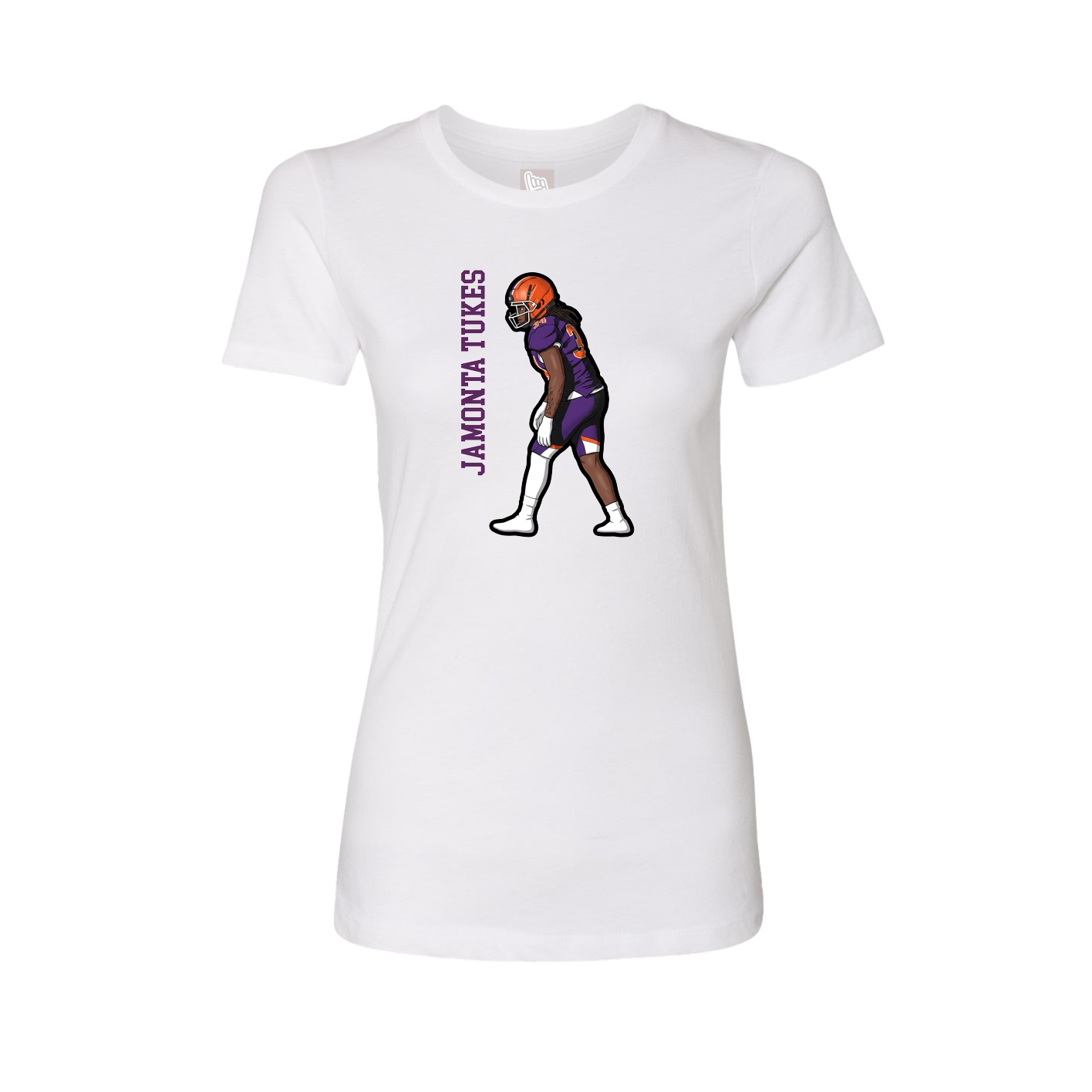 Womens Tee — Name Vertical in White