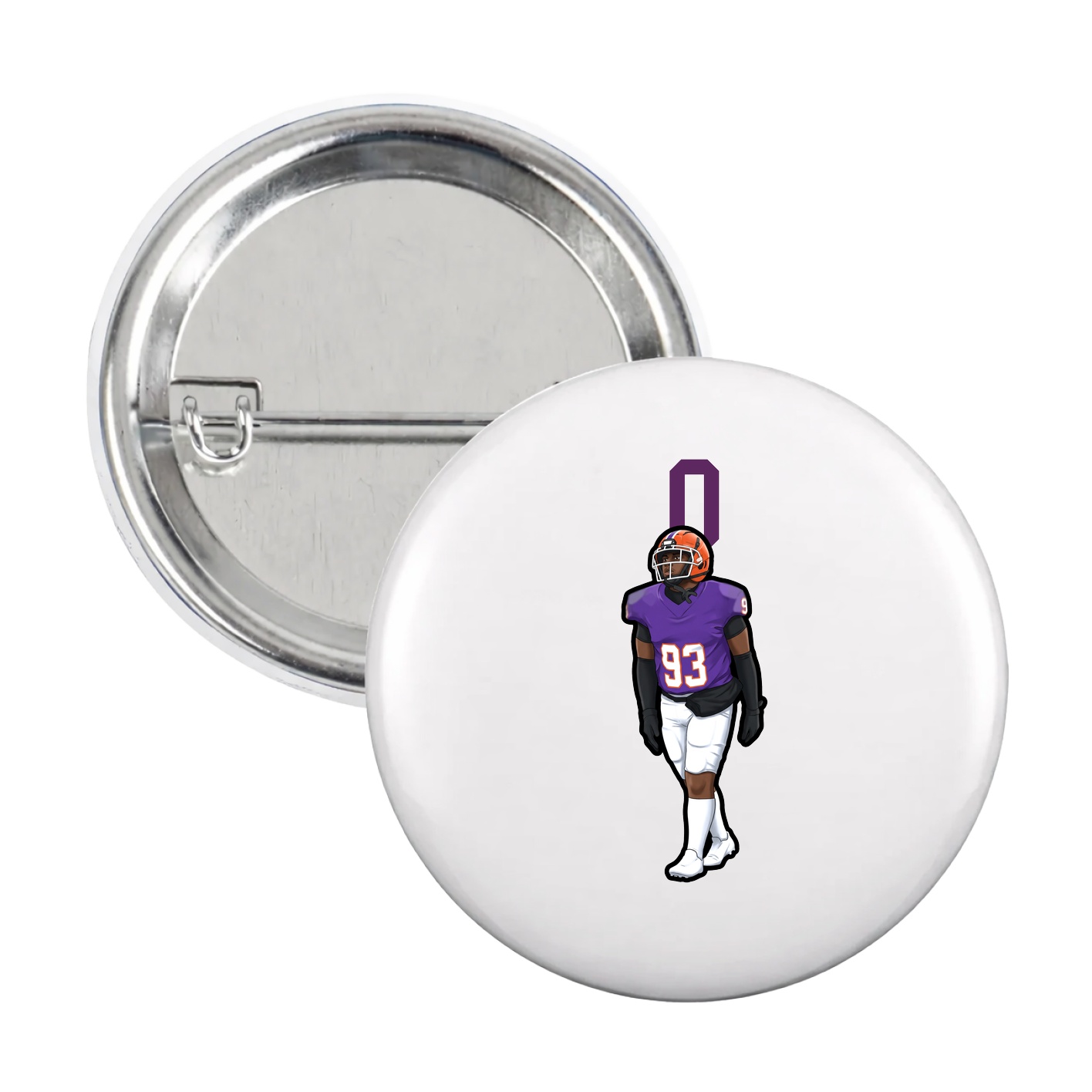 Game Day Button — Number Top in White