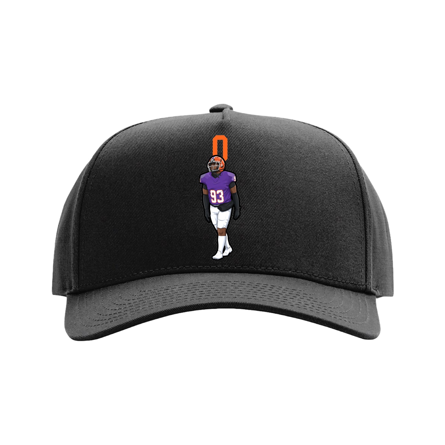 Full Fabric Five-Panel Champ Cap — Number Top in Black