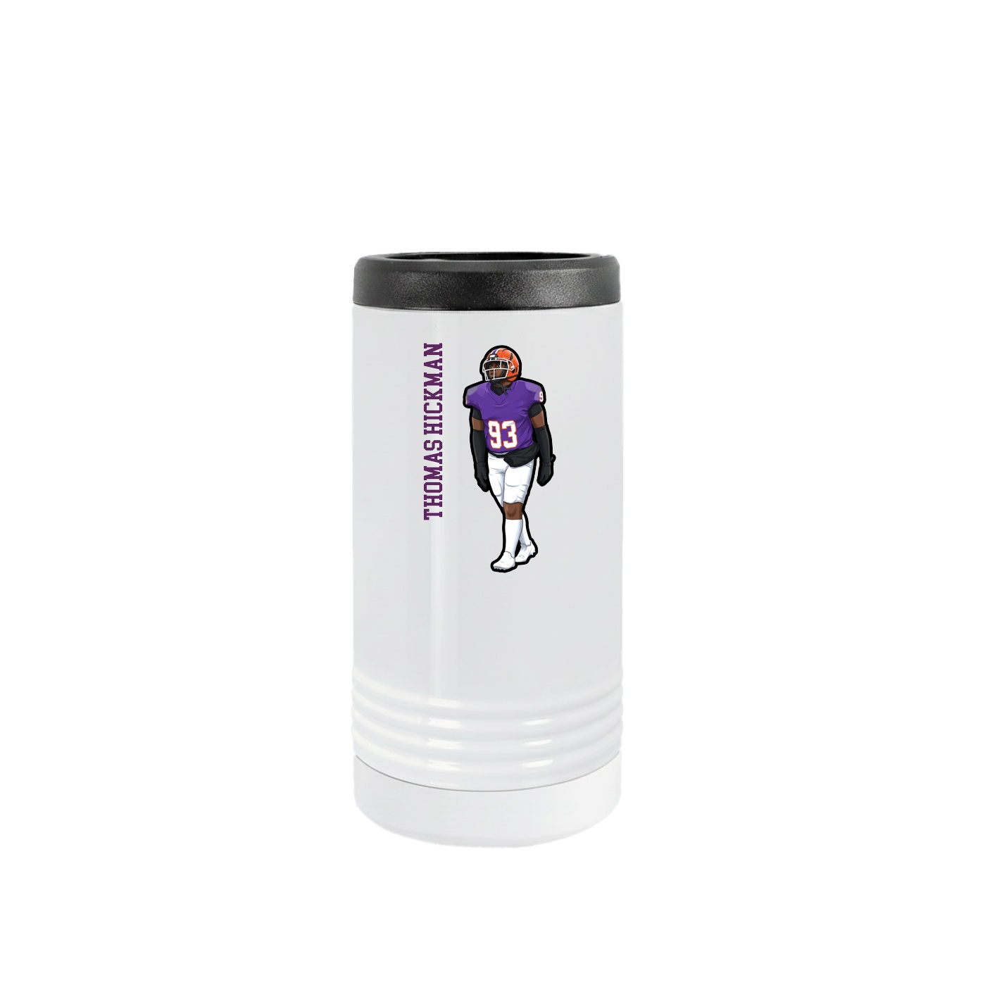Slim Beverage Holder — Name Vertical in White