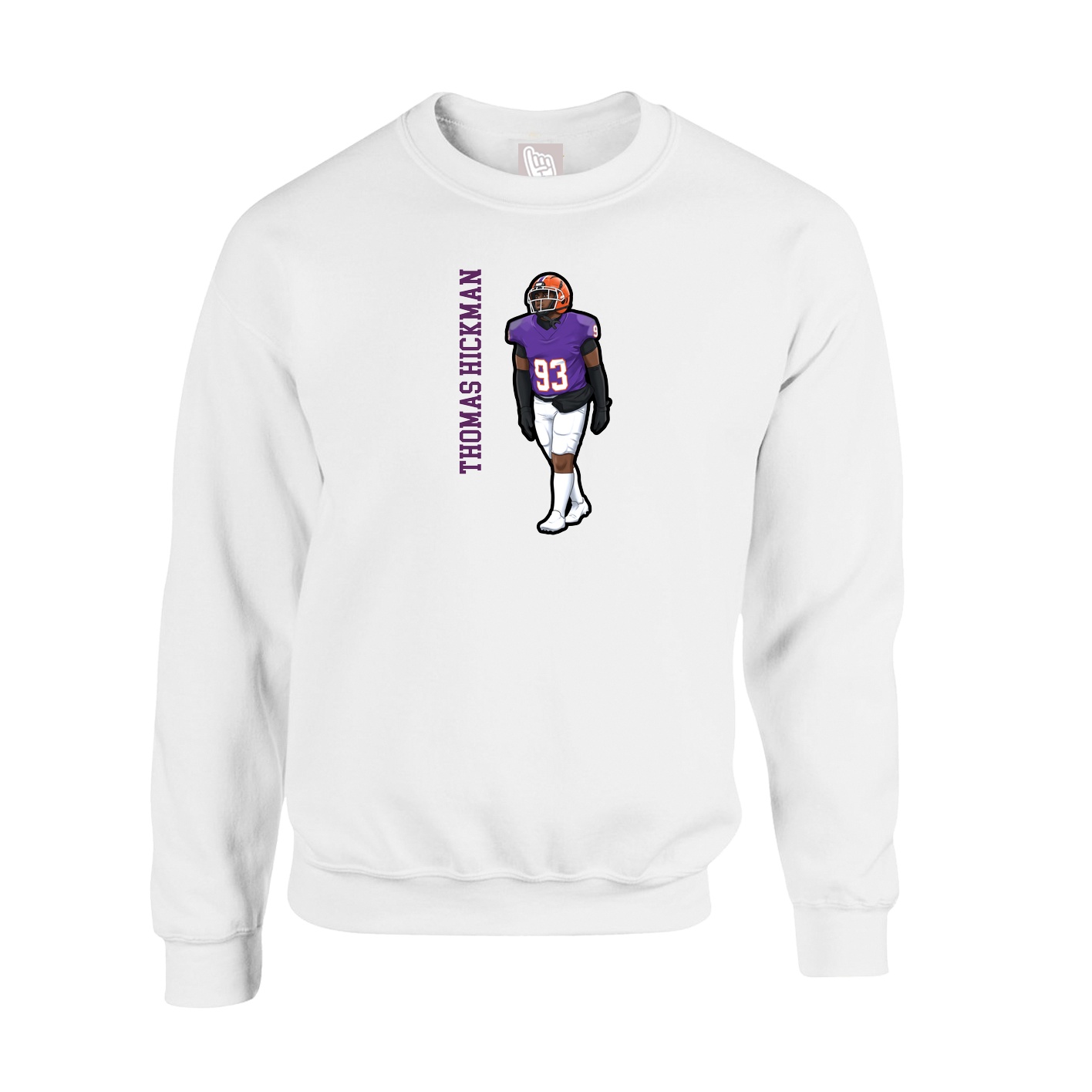 Fleece Crew — Name Vertical in White