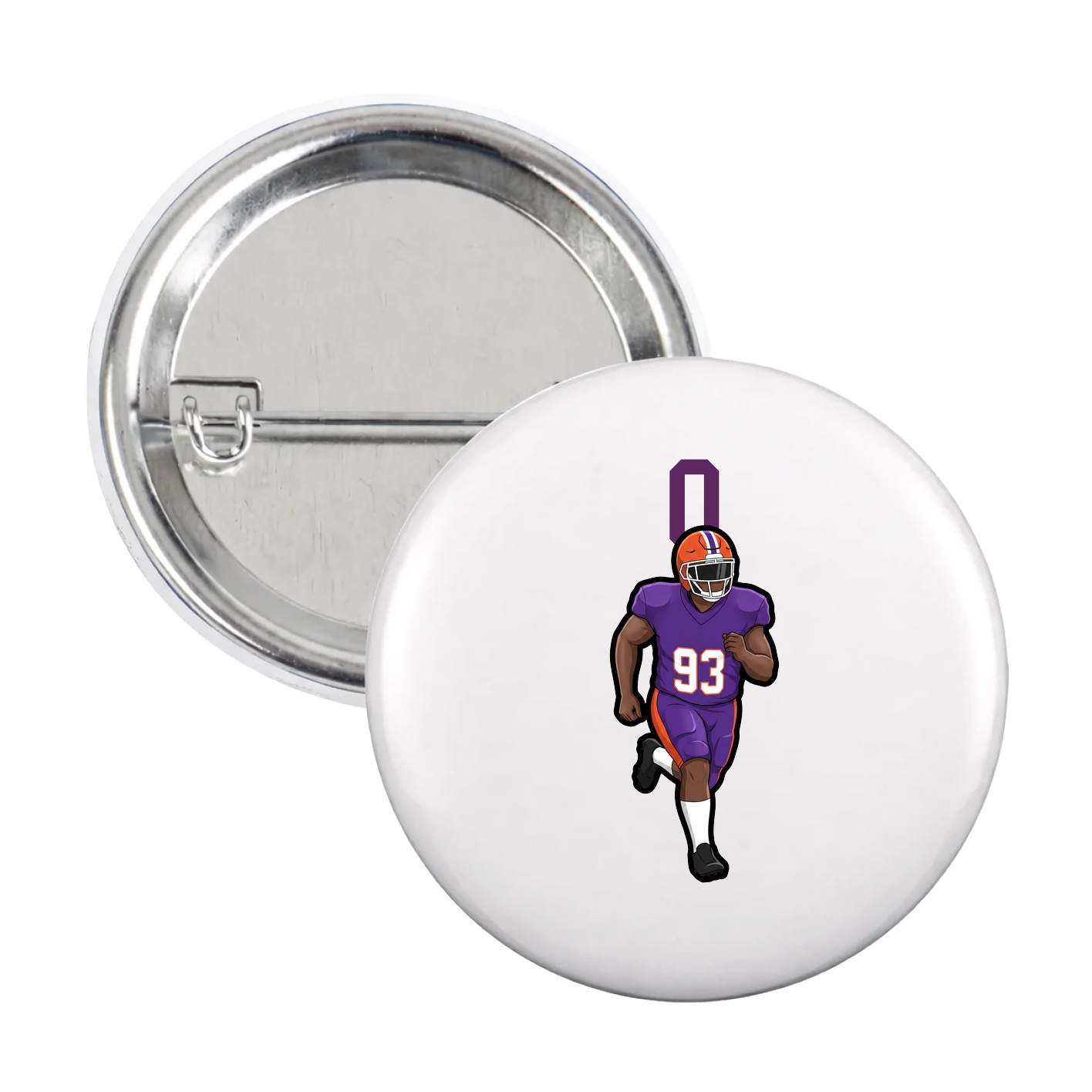 Game Day Button — Number Top in White