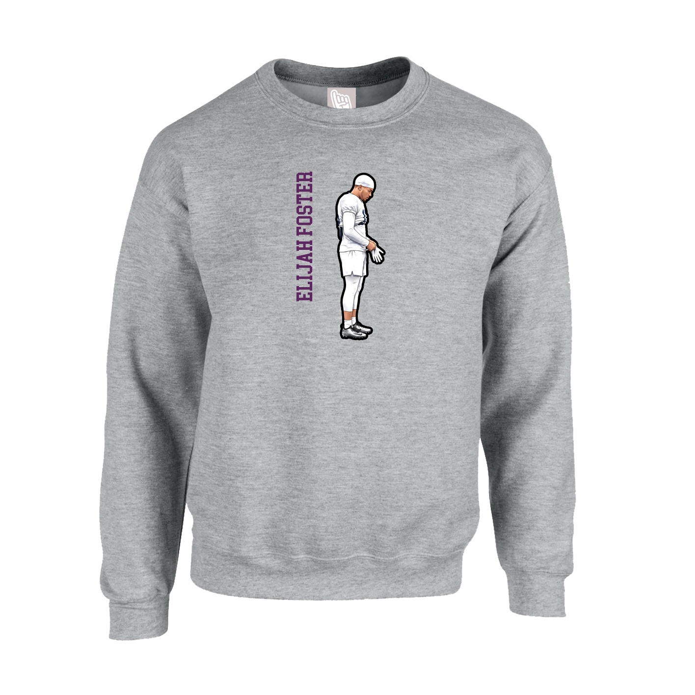 Fleece Crew — Name Vertical in Grey