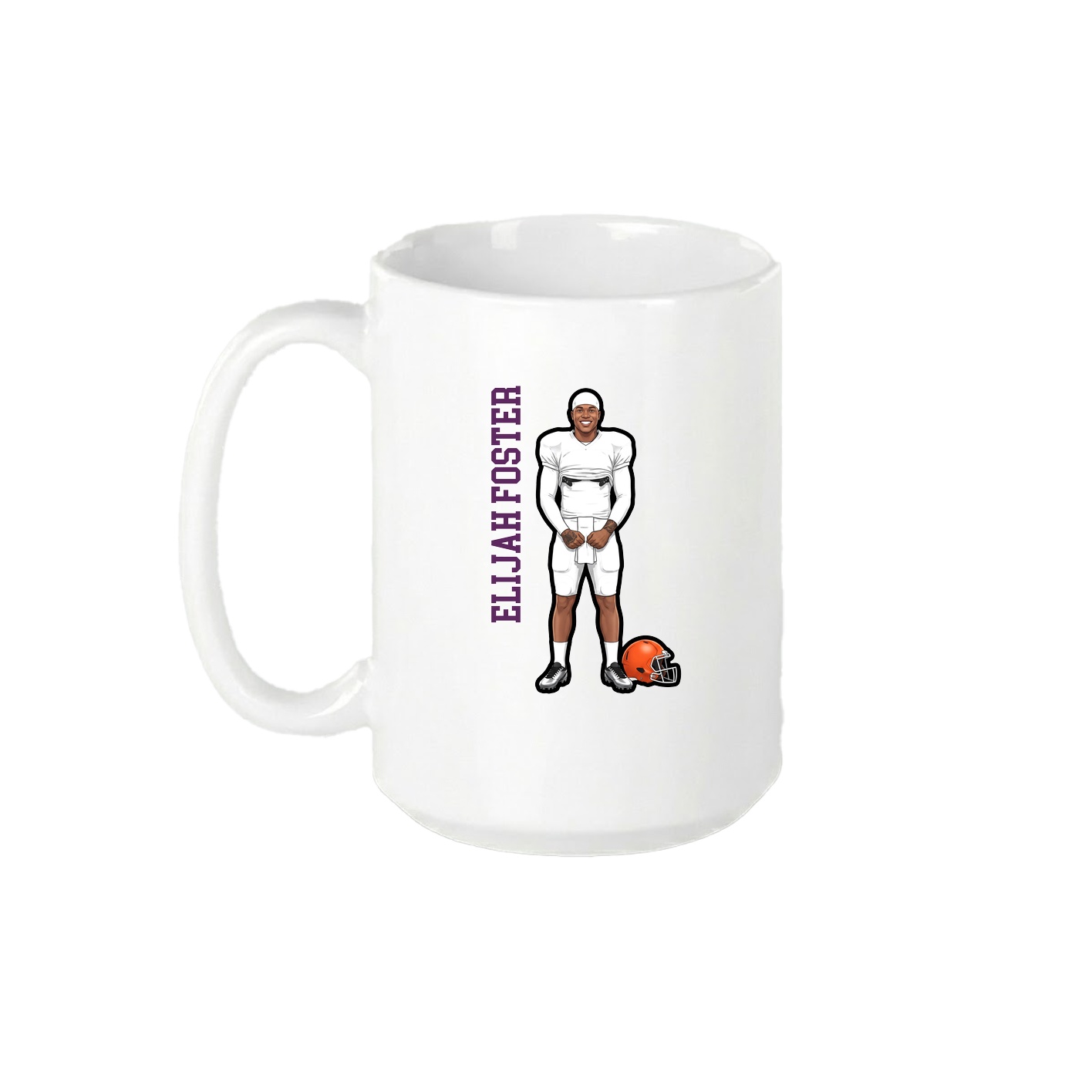 15oz Coffee Mug — Name Vertical in White