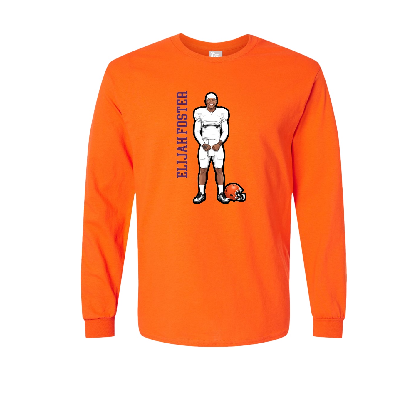Long Sleeve Tee — Name Vertical in Orange