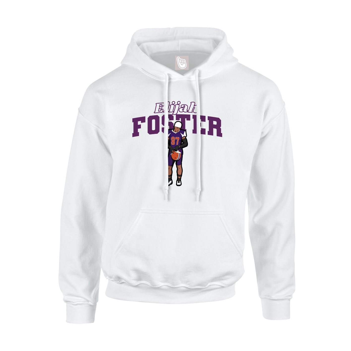 Youth Hoodie — Name Arch in White