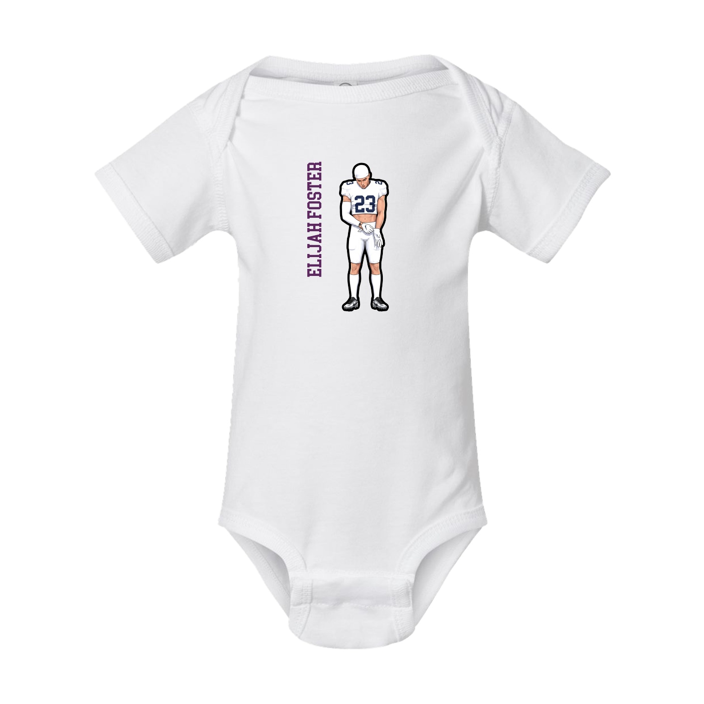 Baby Onesie — Name Vertical in White