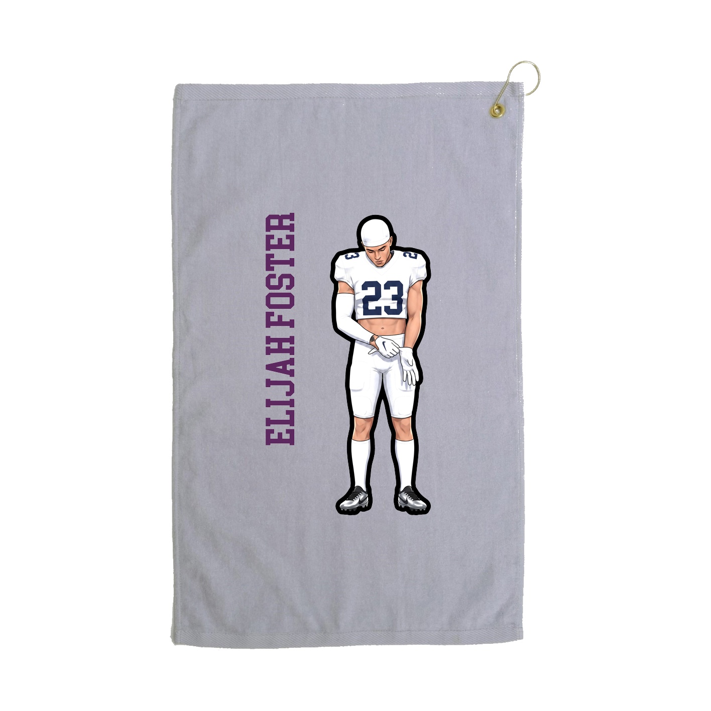 Golf Towel — Name Vertical in Grey