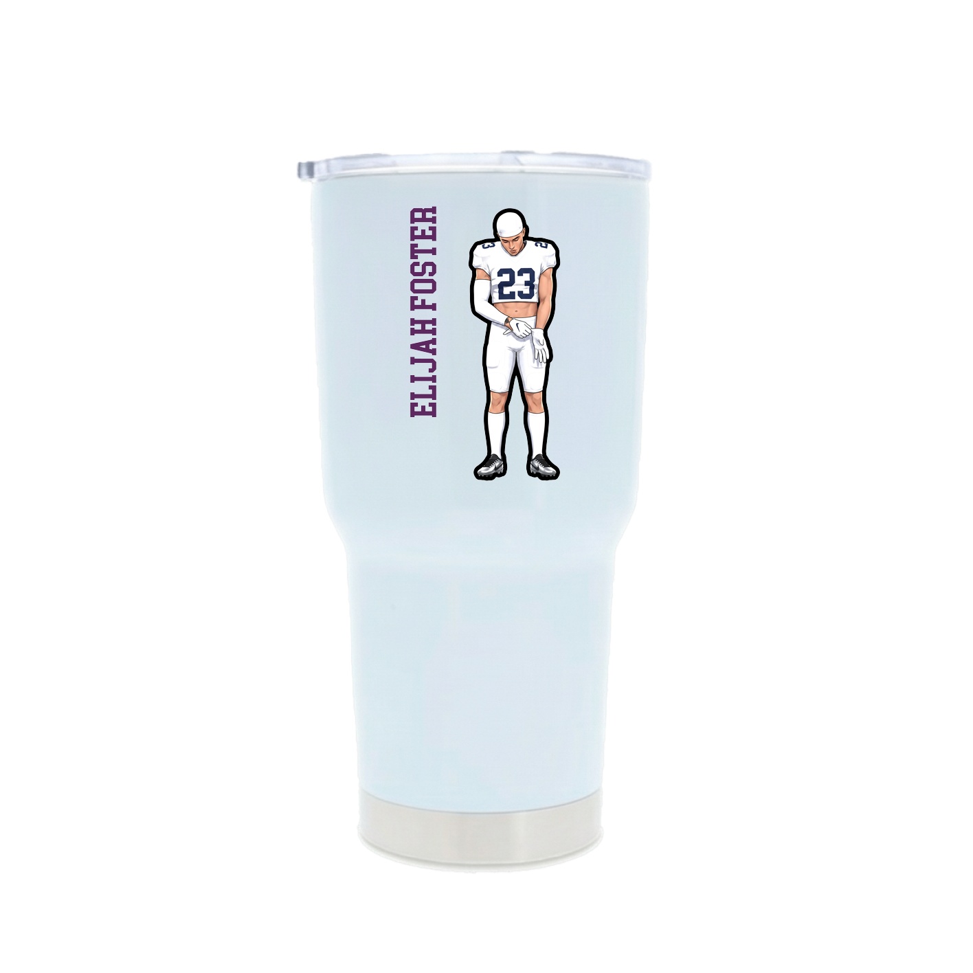 30oz Stainless Steel Tumbler — Name Vertical in White