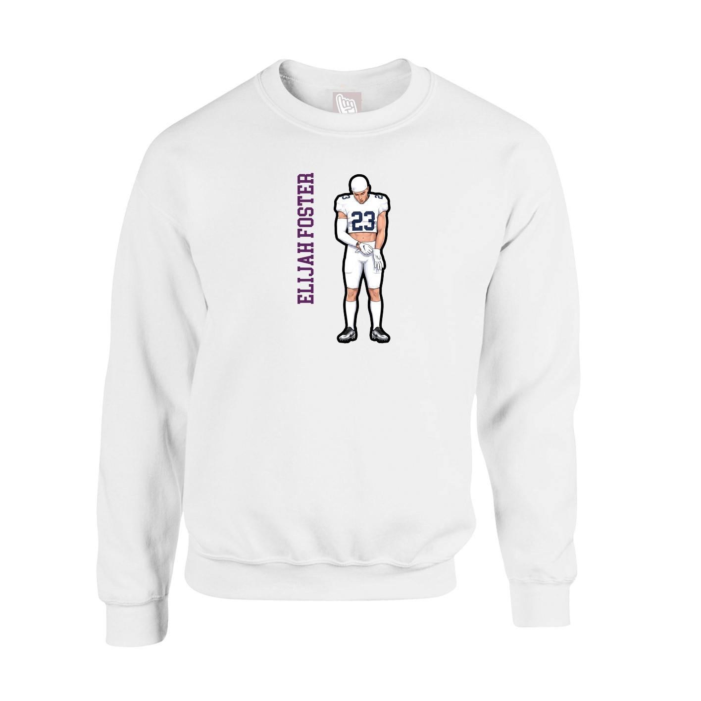 Fleece Crew — Name Vertical in White