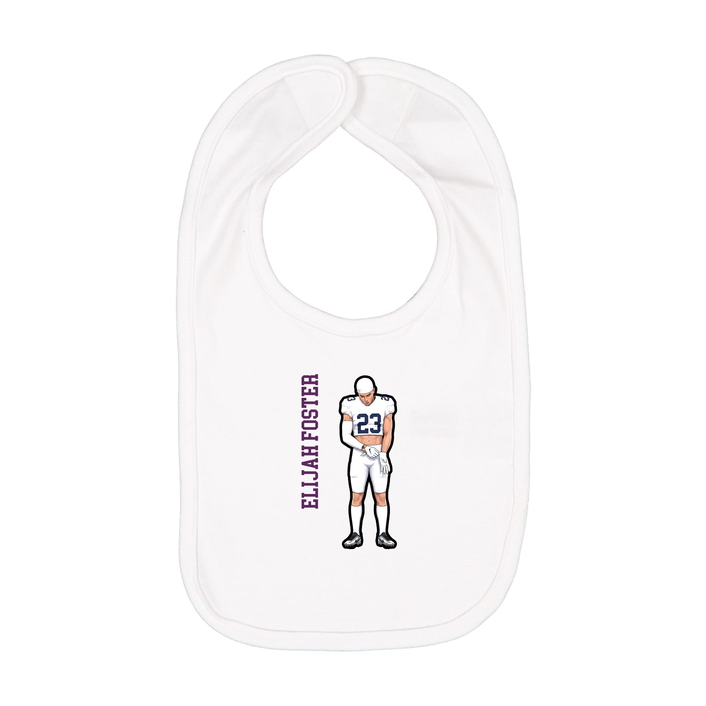 Infant Bib — Name Vertical in White