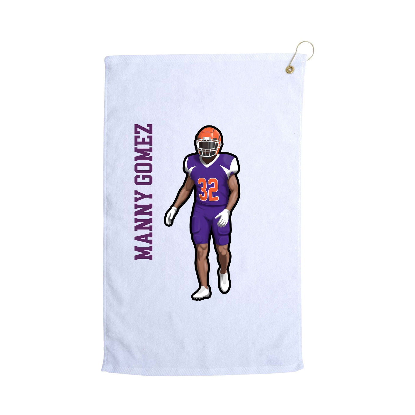 Golf Towel — Name Vertical in White