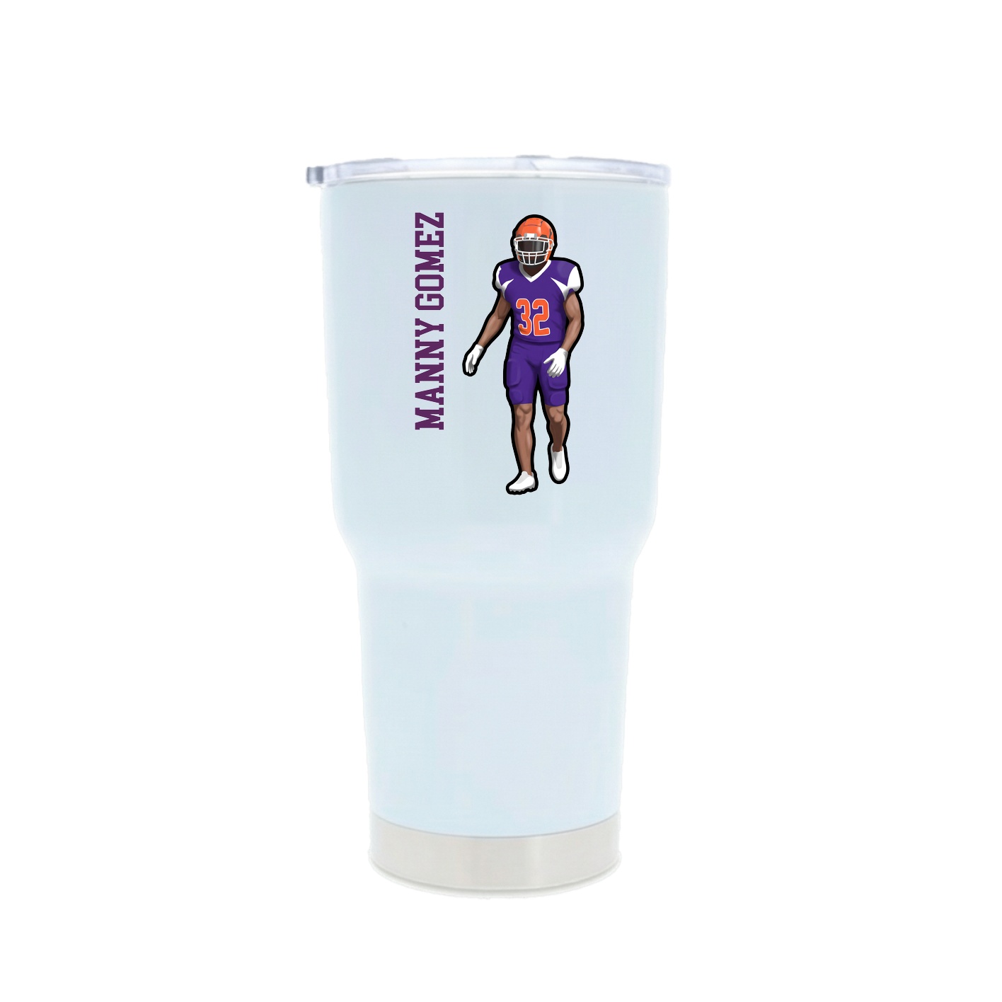 30oz Stainless Steel Tumbler — Name Vertical in White