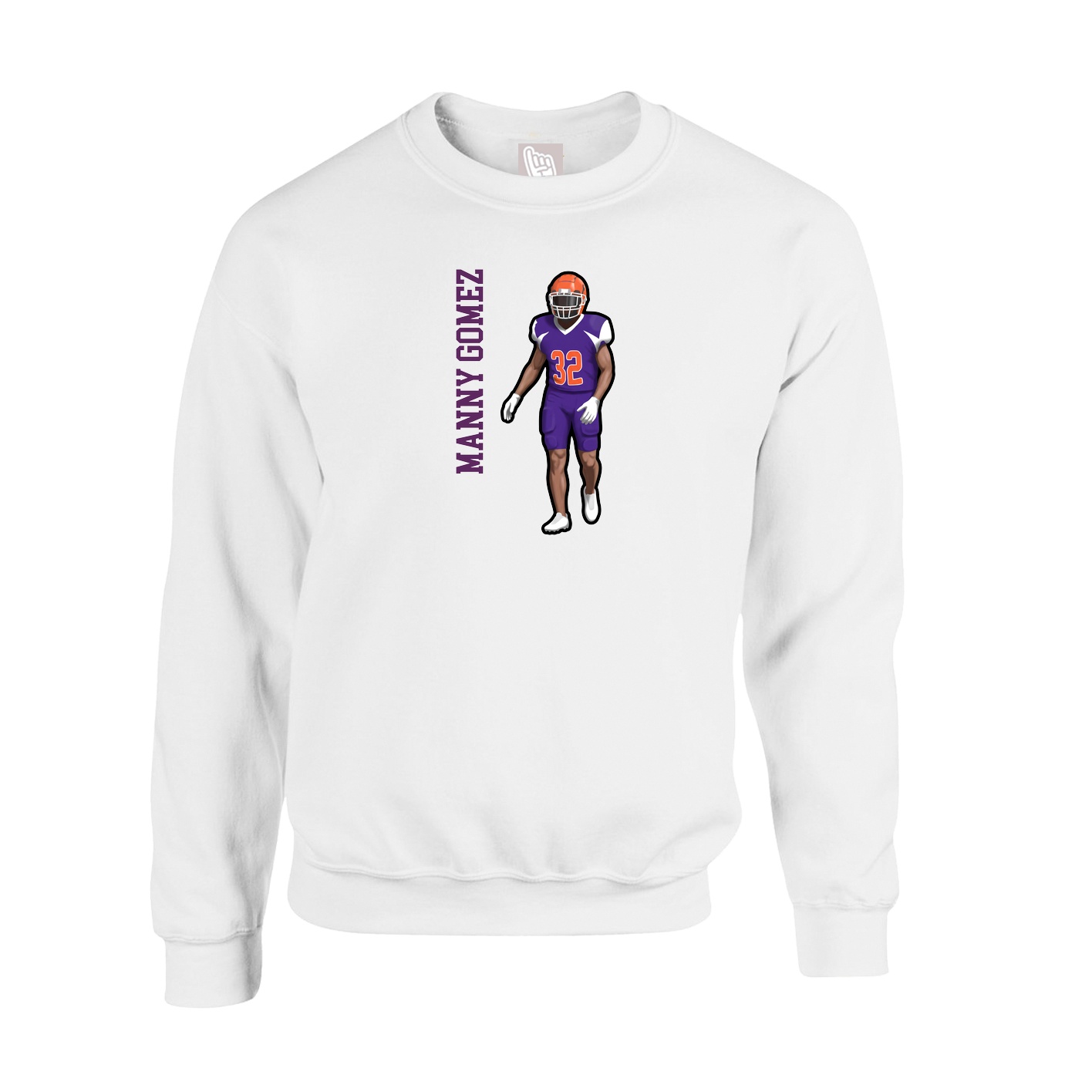 Fleece Crew — Name Vertical in White