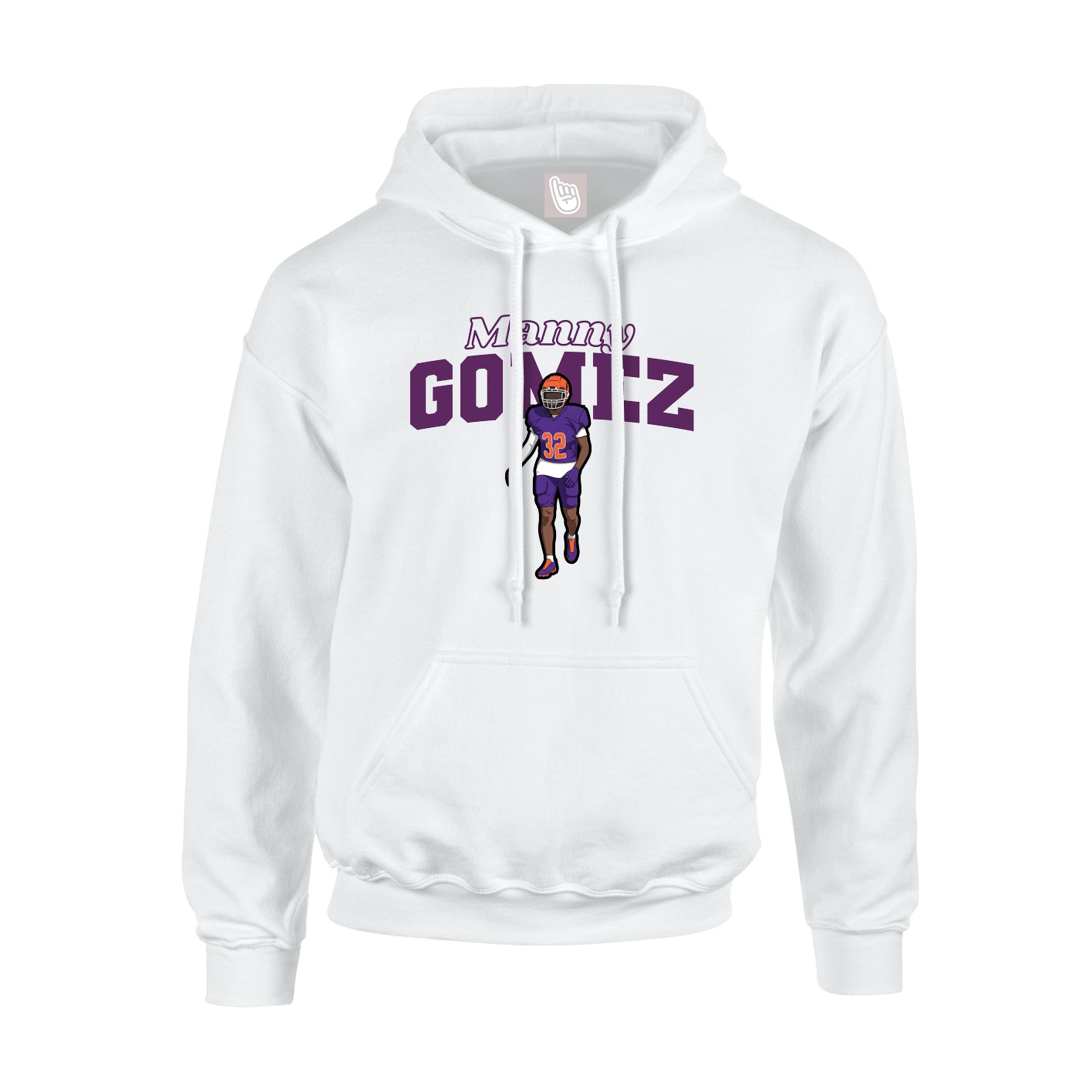 Youth Hoodie — Name Arch in White