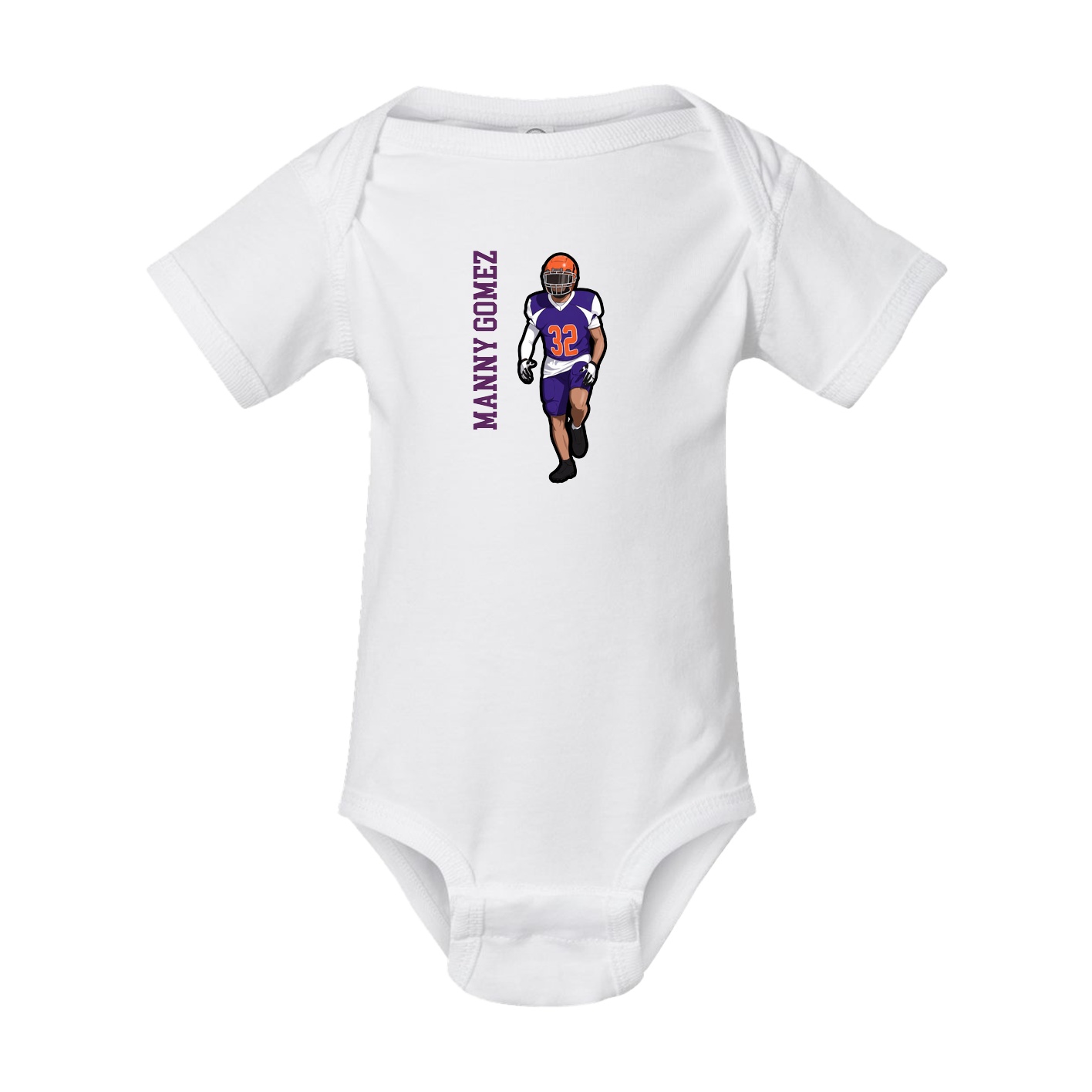 Baby Onesie — Name Vertical in White