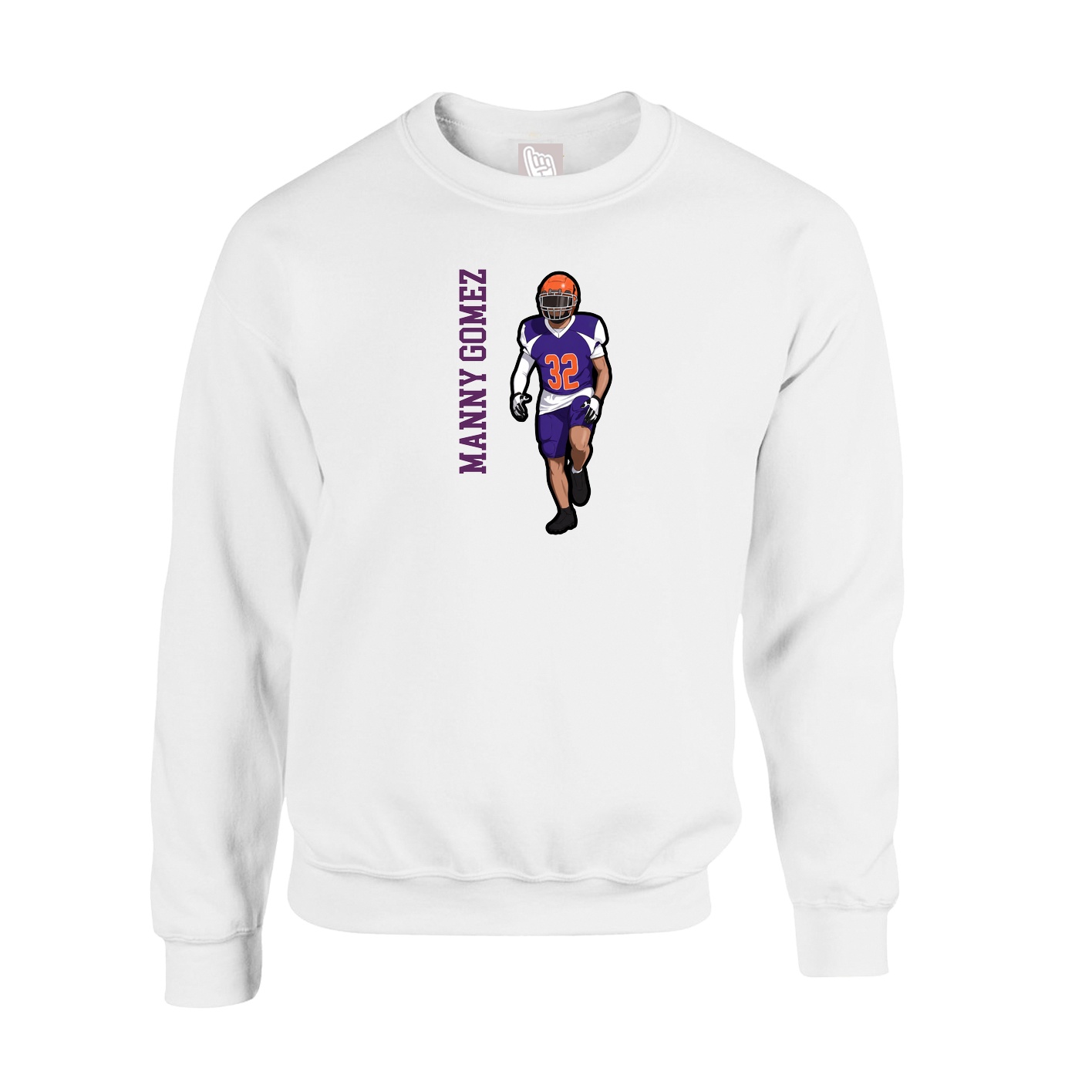 Fleece Crew — Name Vertical in White